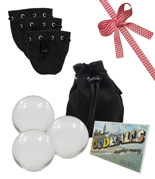 3 JD 70mm Clear Acrylic Contact Juggling Ball - 3 BAG -  POSTCARD - RRP £51.00