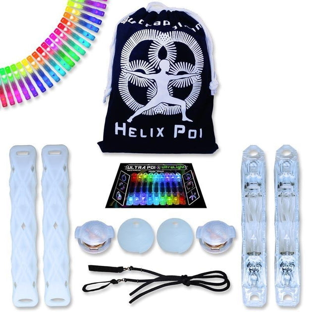 UltraPoi - Helix LED Poi w/ LED Swinging UltraKnobs - Multifunction LED Glow LED Poi 